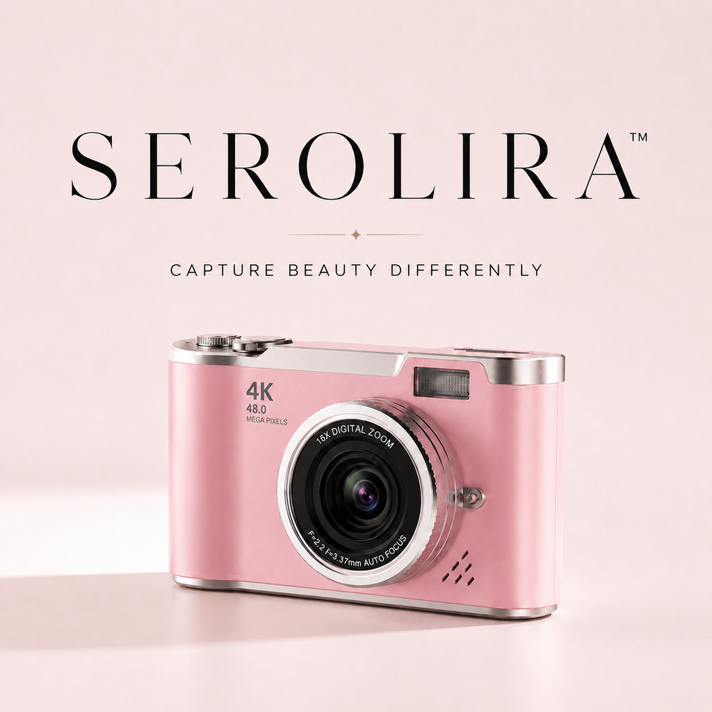 Serolira Compact 4K Camera with Flip Screen, 16X Zoom & Memory Card for Photography & Vlogging
